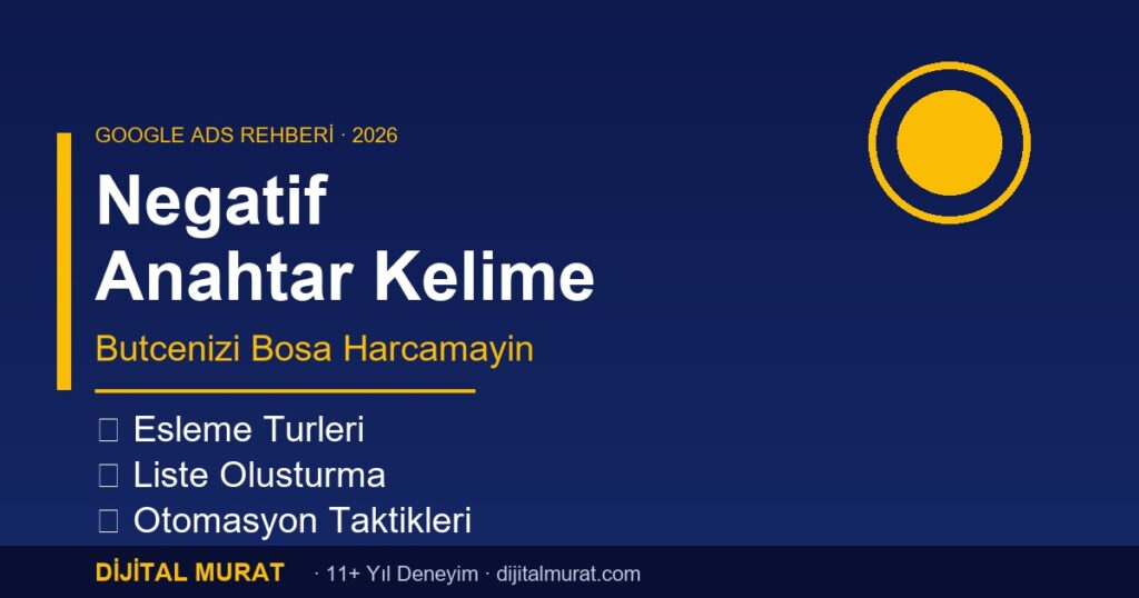 Google Ads negatif anahtar kelime yönetimi rehberi 2026